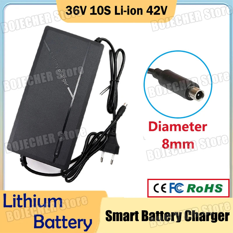 36V 2A Lithium Battery Charger 42V 2A 10S Li-ion Battery Pack Charger Diameter 8mm Fast Charging Power Supply Adapter For xiaomi Oasis Select