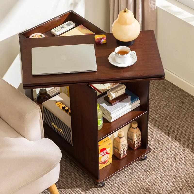 Movable coffee table small apartment folding living room household antique solid wood edge sofa side cabinet Oasis Select