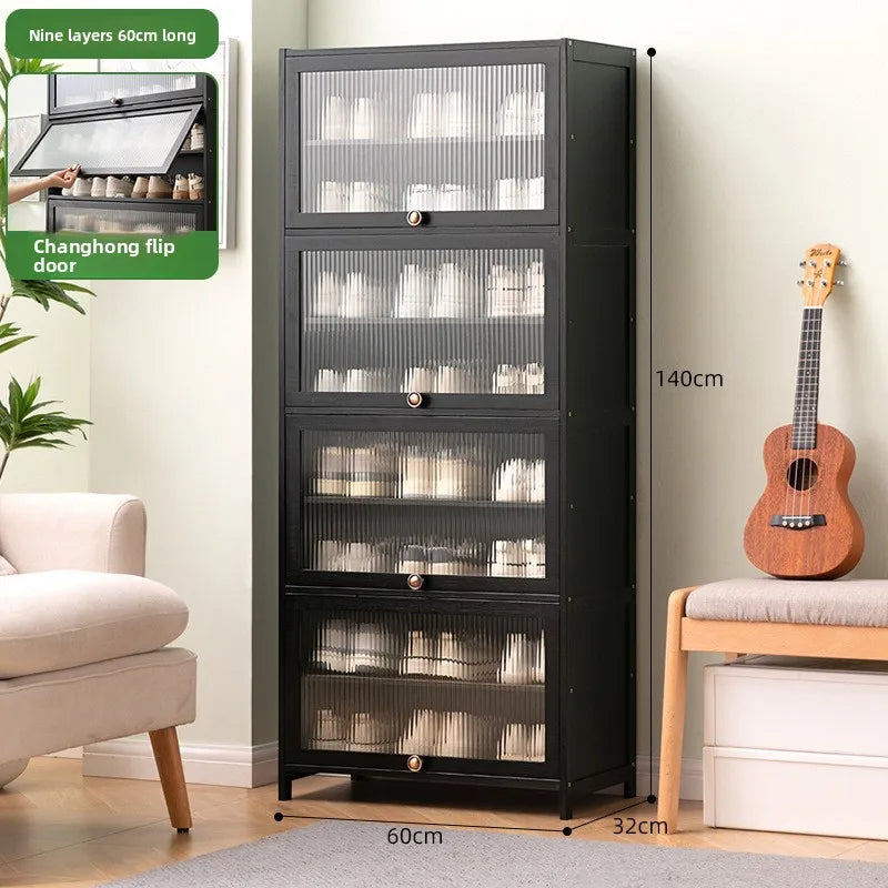Shoe cabinet storage rack household modern door large capacity simple space saving ultra-thin solid wood Oasis Select Nine floors 60