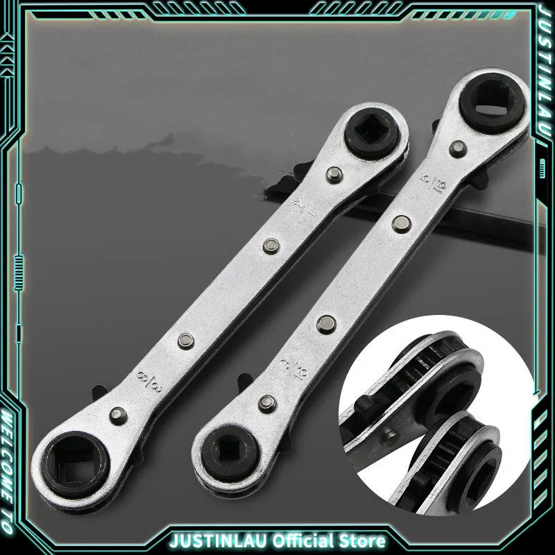 4-in-1 Refrigeration Ratchet Wrench 1/4 3/8 3/16 5/16Inch Port Valve HVAC Tool CS for Use on Compressors with Access Valves Oasis Select