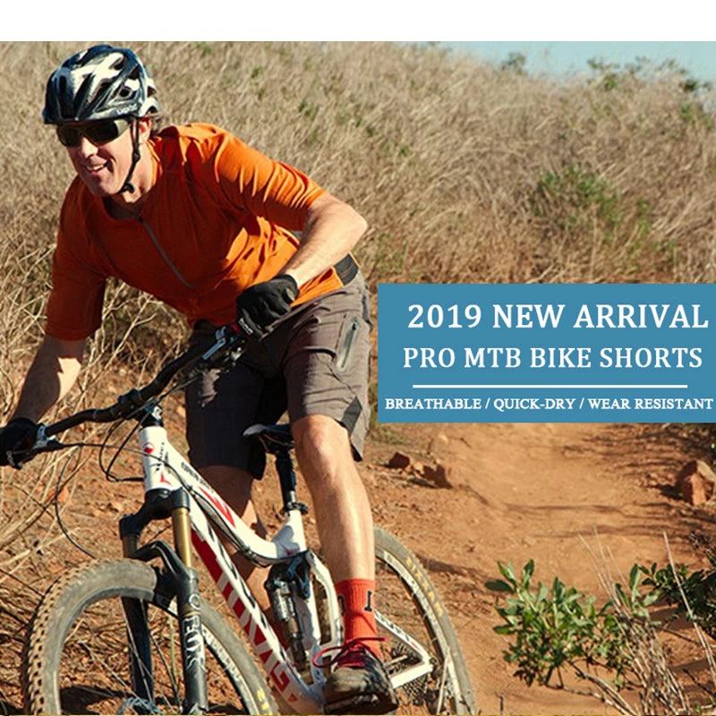 X-TIGER Mountain Bike Shorts Multi Pockets Breathable Loose Waterproof MTB Bike Shorts Gel Pad Shockproof Bicycle Underwear Oasis Select
