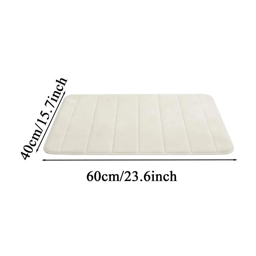Bath Mat Coral Velvet Absorbent Quick Drying Door Mat Bathroom Floor Mat Door Mat Household Bedroom Non Slip Foot Mat Oasis Select White