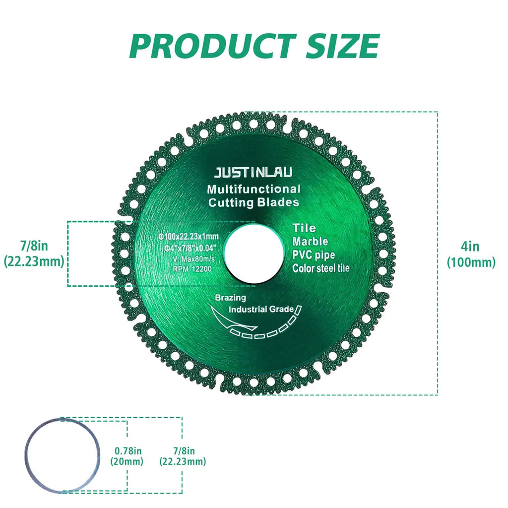 JUSTINLAU Multifunctional Cutting Piece Sheet Disc Tile Rock Plate Metal Marble Machine Angle Grinder Dry Slice Emery Saw Blade Oasis Select