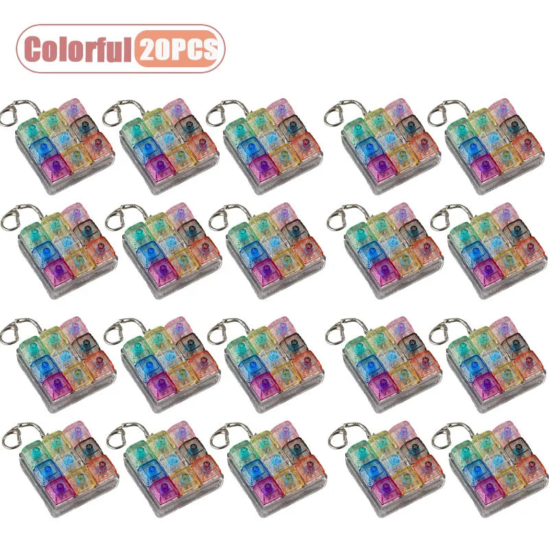 1-20PCS 9 Keys Mechanical Switch Tester Keychain Fidget Clicky Stress Relief for Keyboard Enthusiast Gamer Desk Decor Oasis Select Colorful-20PCS