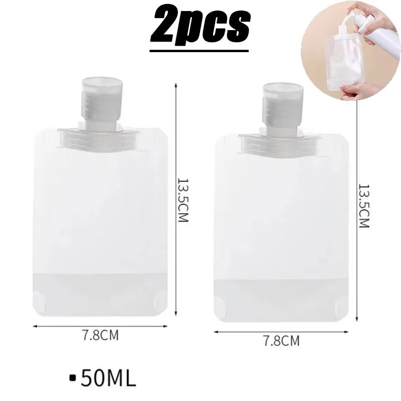 2-10PCS Travel Empty Squeeze Bags Lotion Dispensing Bag Refillable Shampoo Toiletries Conditioner Liquid Cosmetic Storage Pouche Oasis Select 2pcs-50ml
