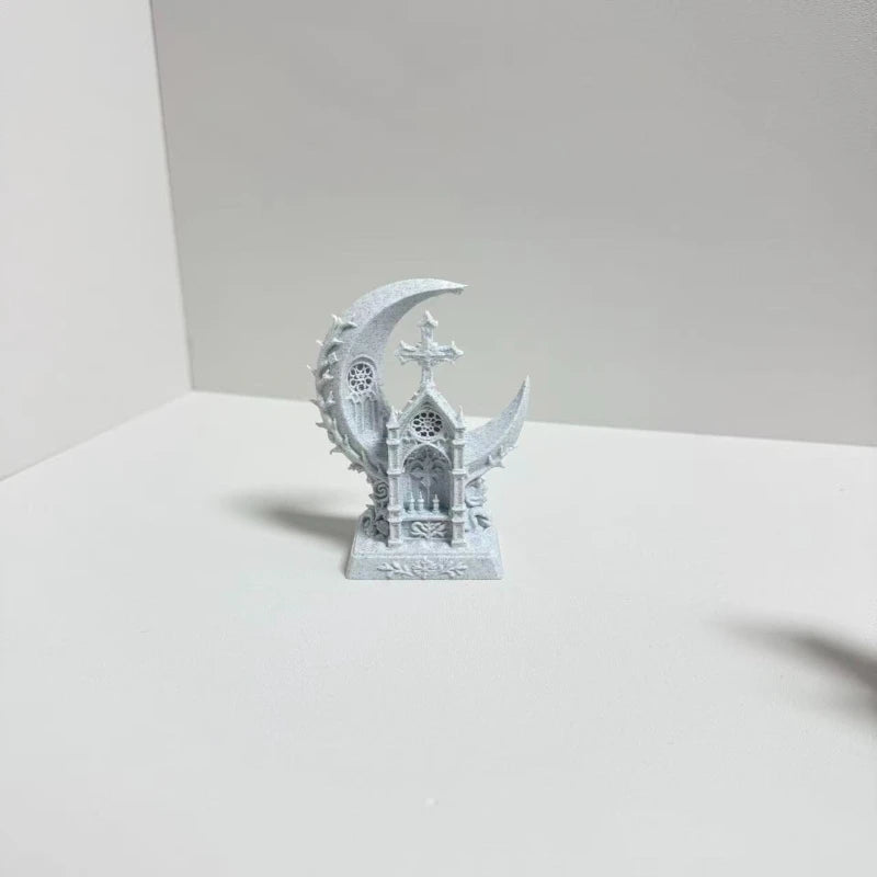 Gothic Moon Church Cross Statue 3D Printed Star Cathedral Art Sculpture Elegant Desktop Room Aesthetic Ornament Home Decor Gifts Oasis Select