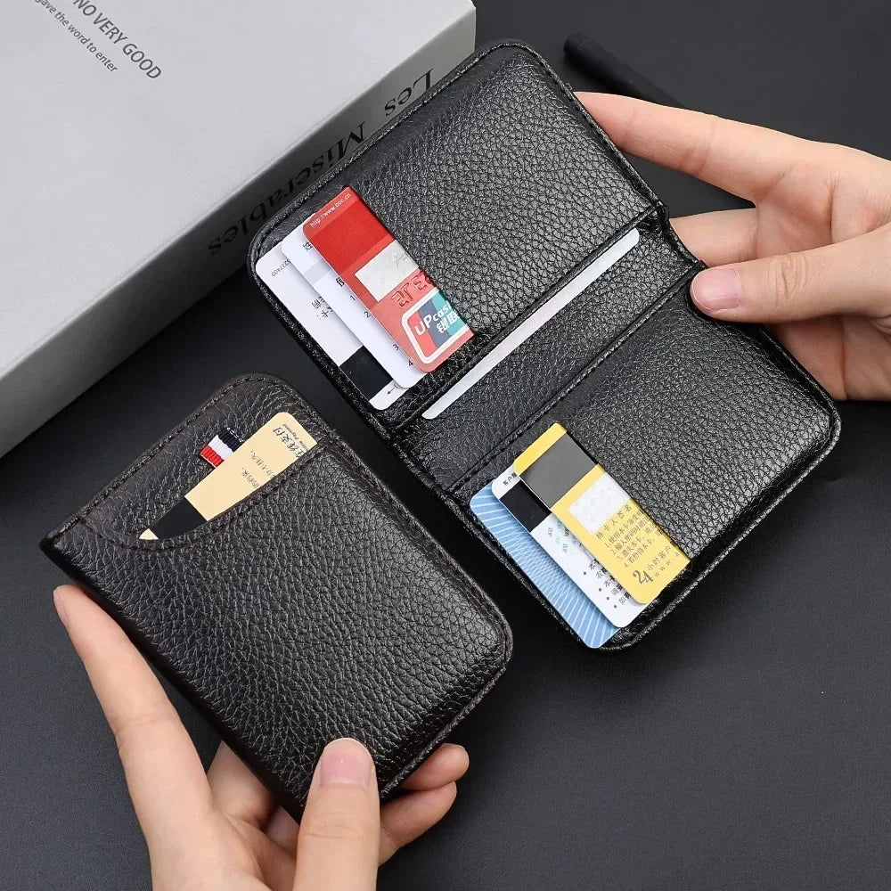 Portable card holder, ultra-thin soft coin purse, PU credit card, social security card, medical card, men's slim short wallet Oasis Select