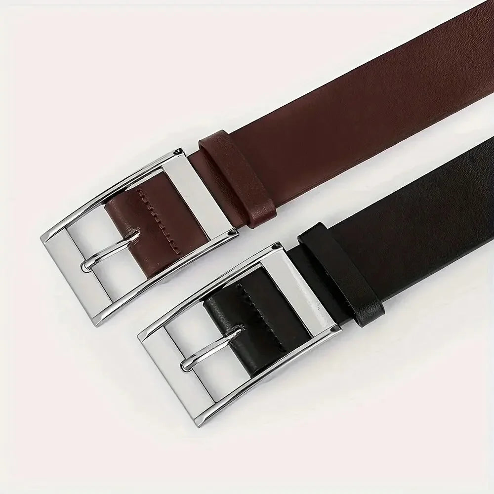 New Luxury Belt for Men PU Leather Belt Metal Pin Buckle High Quality Famous Brand Designer Waist Strap Belts for Jeans Men Belt Oasis Select