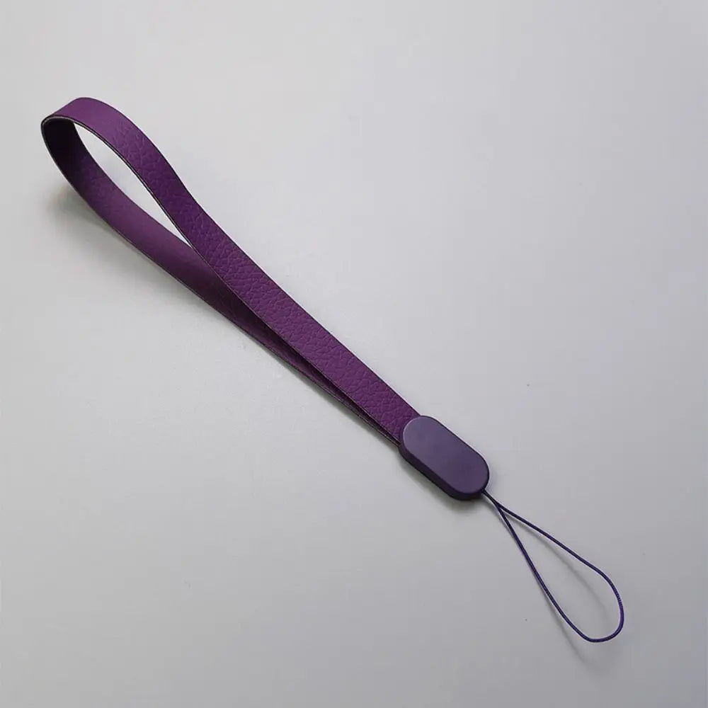 Mobile Phone Lanyard Short Wrist Strap Simple Leather Fashion Tag Chain Bag Accessories Pendant Phone Universal Anti Lose Strap Oasis Select purple