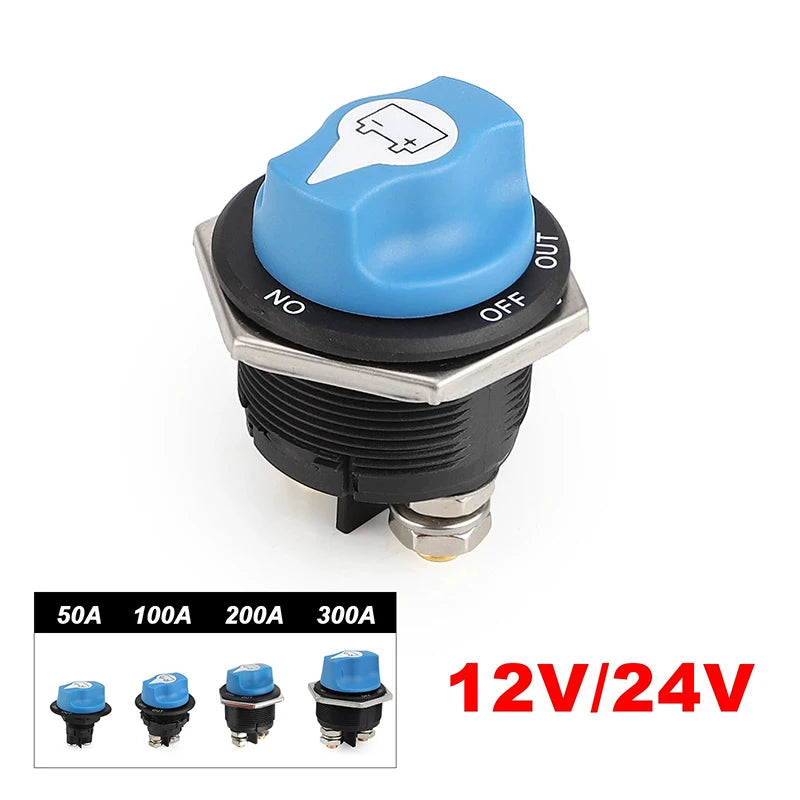 Car Battery Race Rally Switch 50 100 200 300A Blue Battery Disconnector Isolator Cut Off Switch Kit For RV Motorcycle Truck Boat Oasis Select