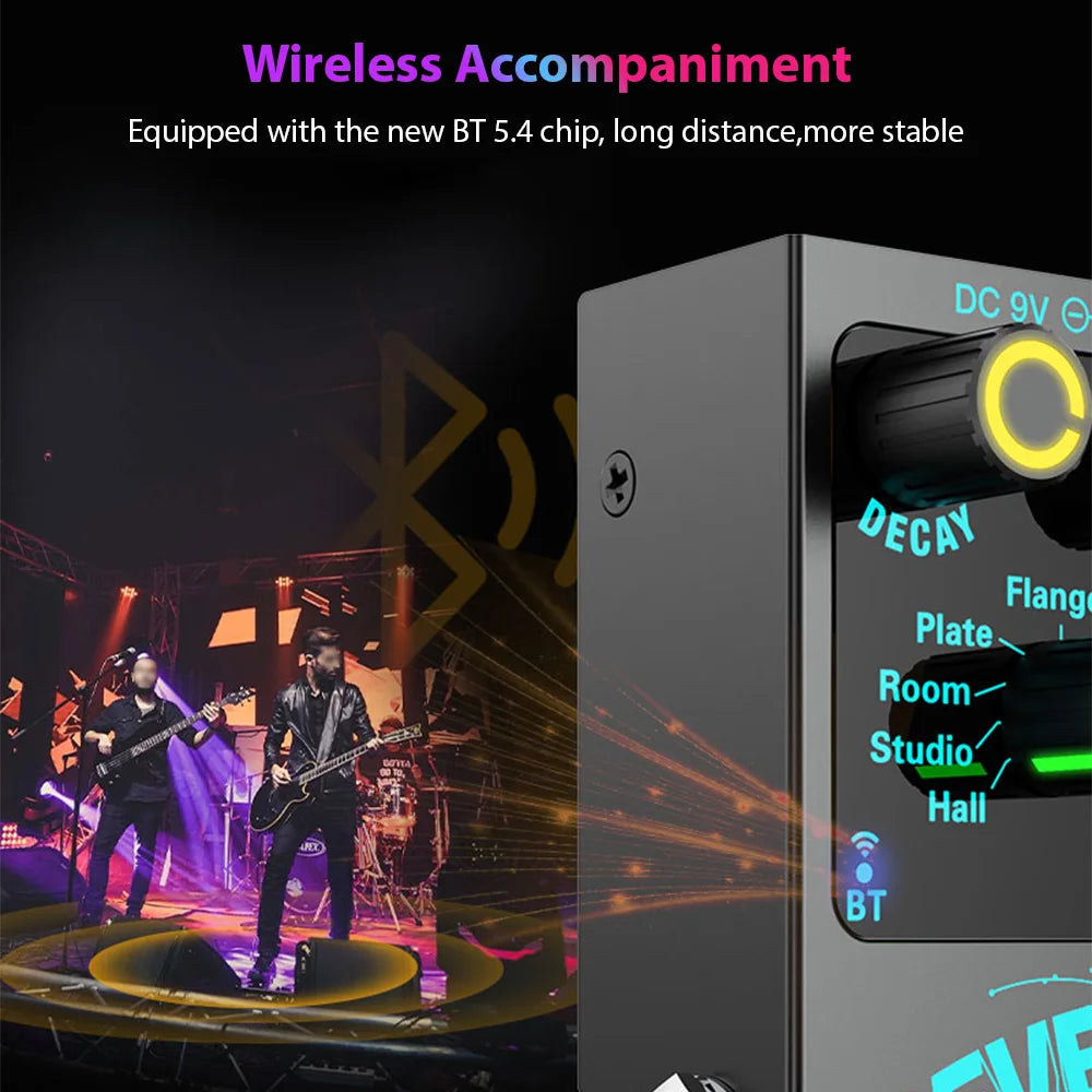 Guitar Effects Pedal Digital Reverb Guitar 9 Different Reverb Guitar Effect Pedal Wireless Accompaniment DECAY/MIX Luminous Oasis Select
