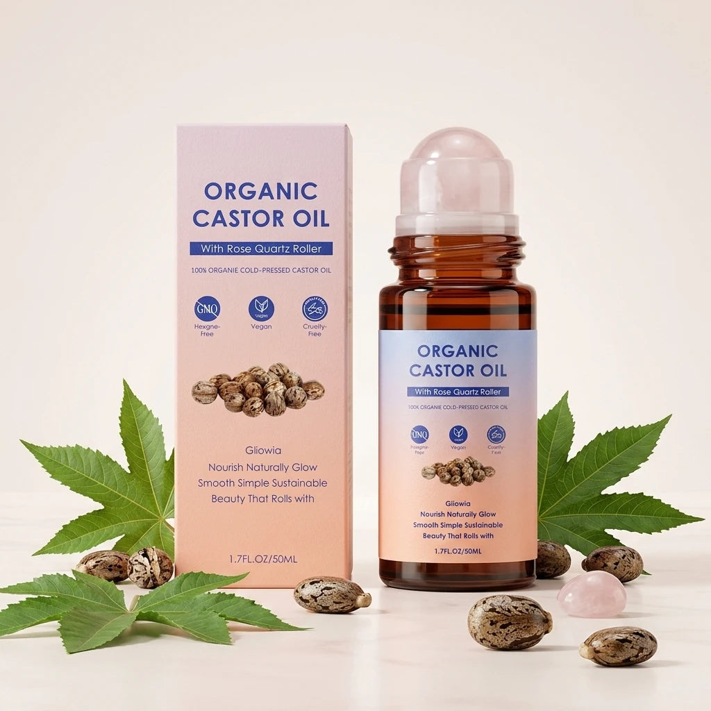 Organic Castor Oil Rose Quartz Roller Ball | 50ml Castor Oil Roller Oasis Select