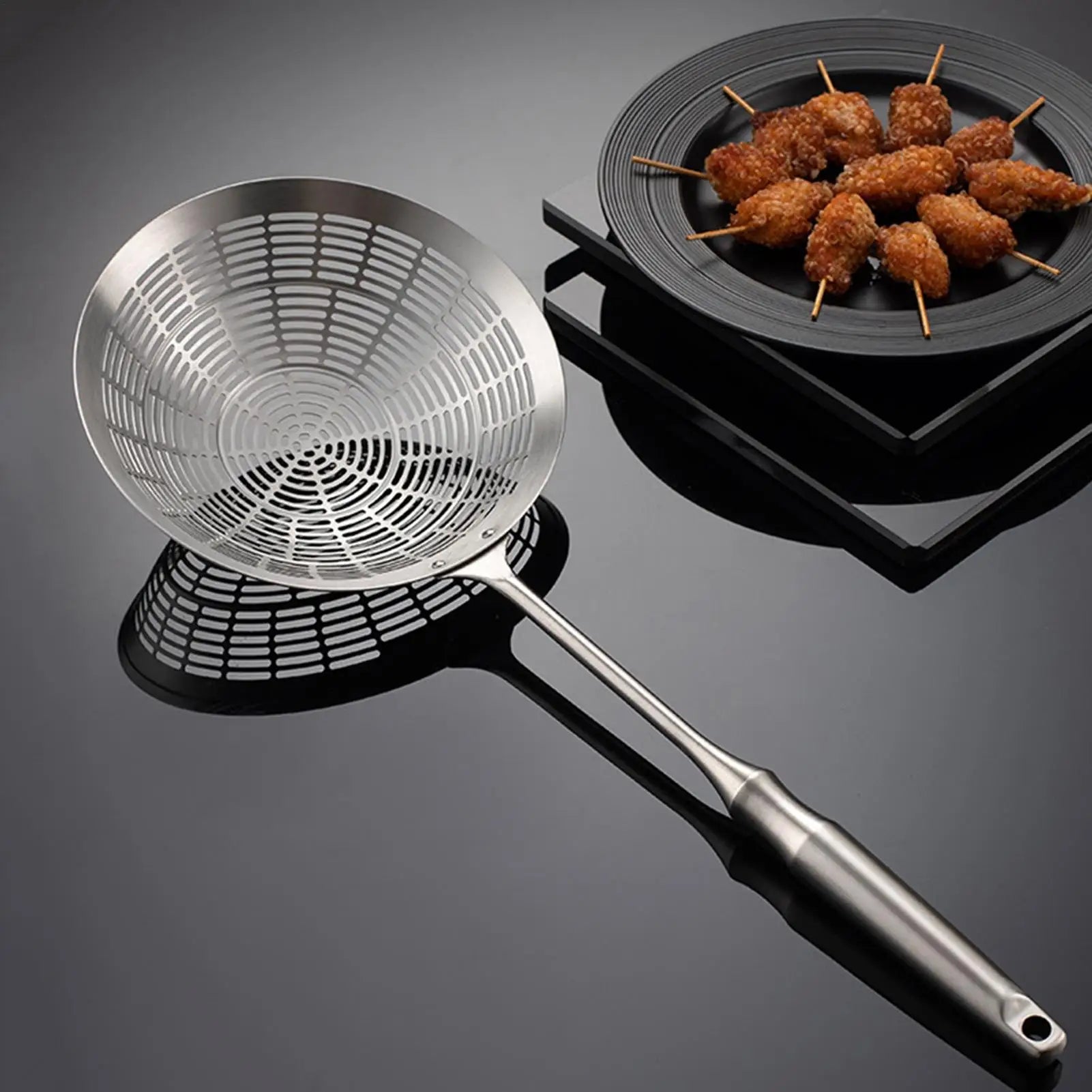 Stainless Steel Frying Spoon Strainer Slotted Kitchen Tool Spider Skimmer for French Fries Dumplings Cooking Home Restaurant Oasis Select
