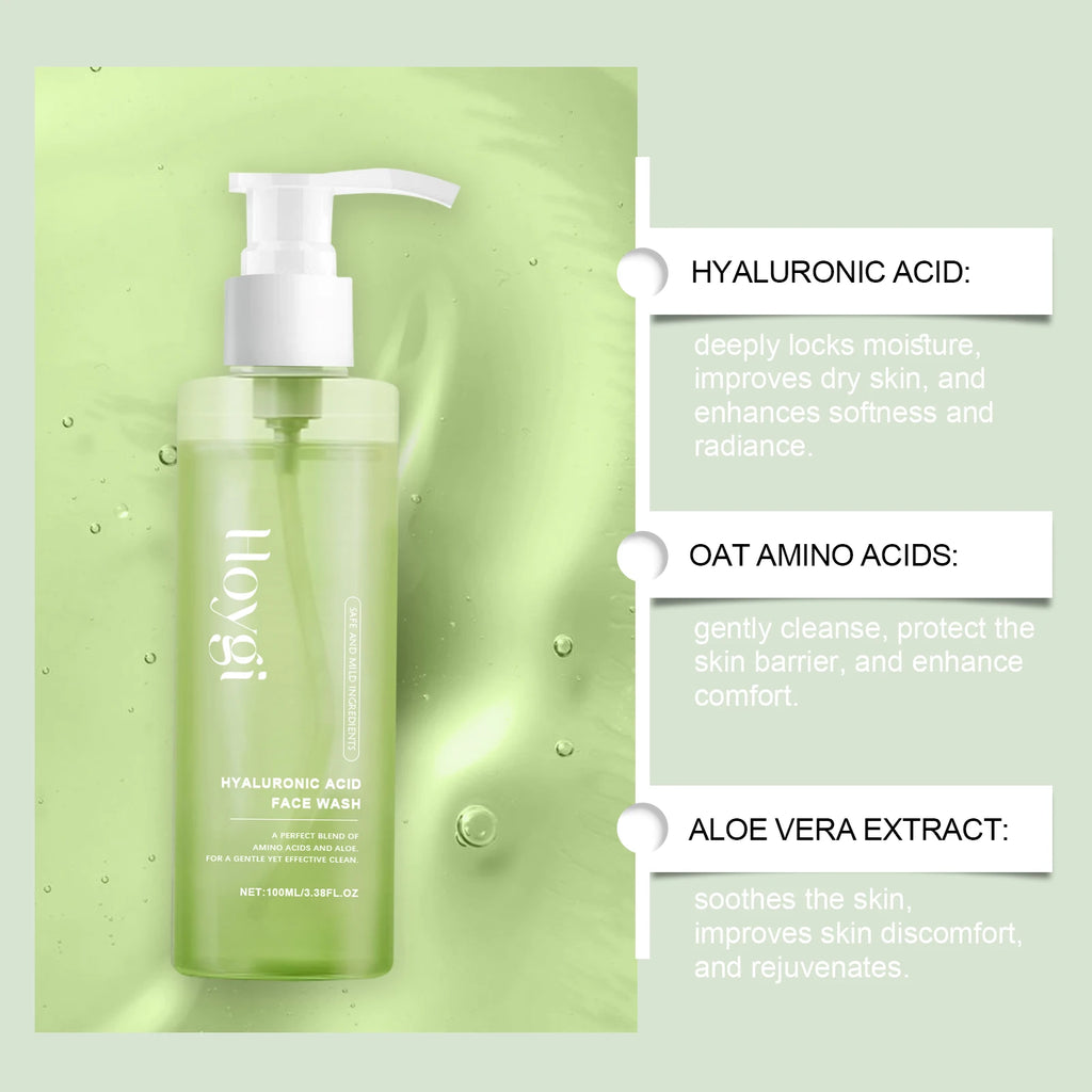Hyaluronic Acid Cleansing Gel Pore Cleaning & Hydrating Non-Drying Face Wash Exfoliating Moisturizing Formula Facial Cleansing Oasis Select