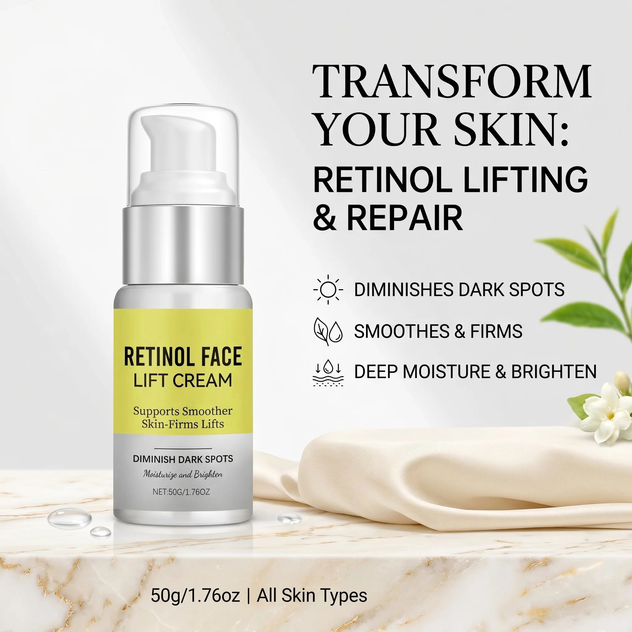 Retinol Face Cream Dark Spot Corrector Firming Lifting & Brightening Moisturizer Restores Elasticity Hydrate Repairing Skin Care Oasis Select