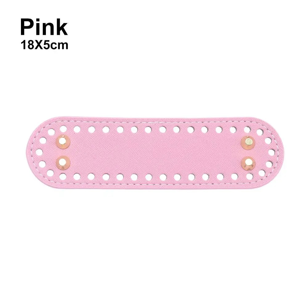 Material Crochet Bag With 52 holes DIY Bag Accessories for Knitted Bag PU leather Long Bag Bottom Oasis Select pink-18x5CM