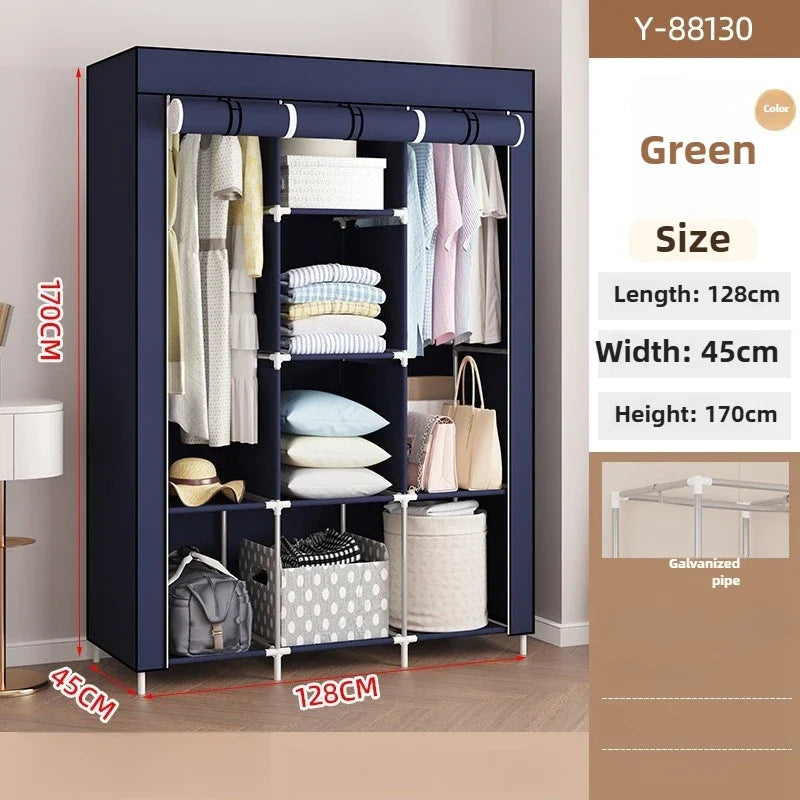 Multi-functional Simple wardrobe dormitory rental e****my bedroom storage large capacity combination non-woven wardrobe Durable Oasis Select navy blue