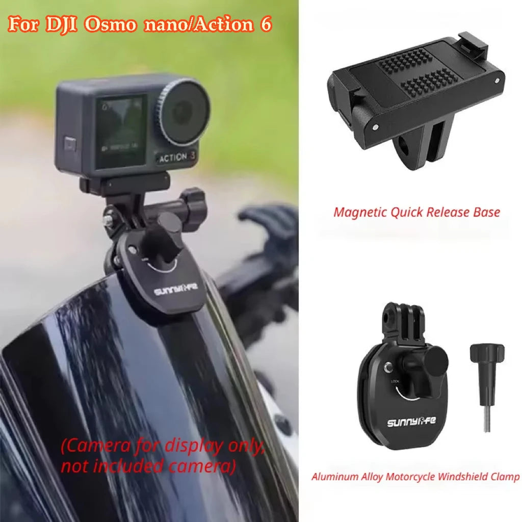 Motorcycle Windshield Mount for Insta360, GoPro & DJI Action