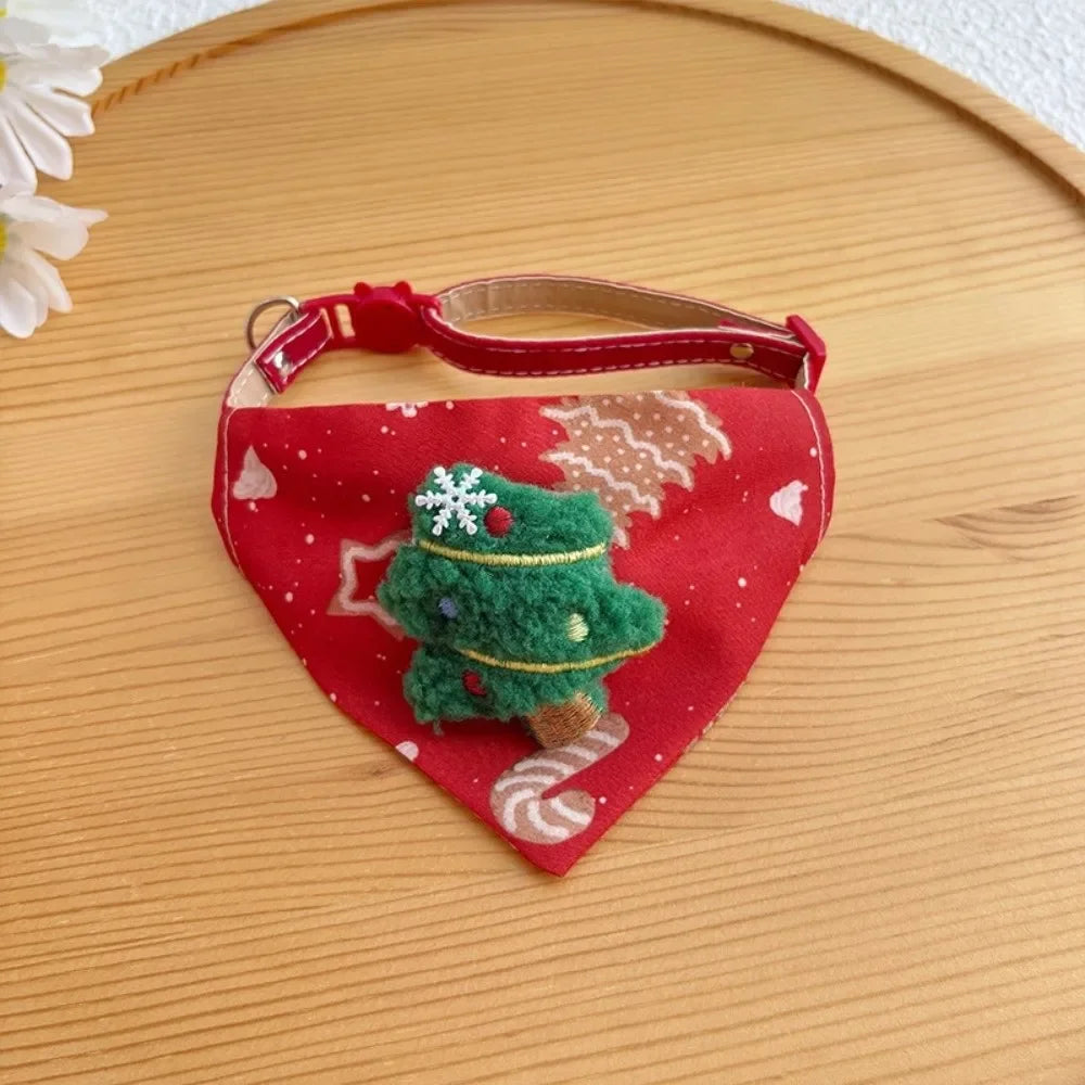 Christmas Dog & Cat Collar with Triangle Scarf | Adjustable