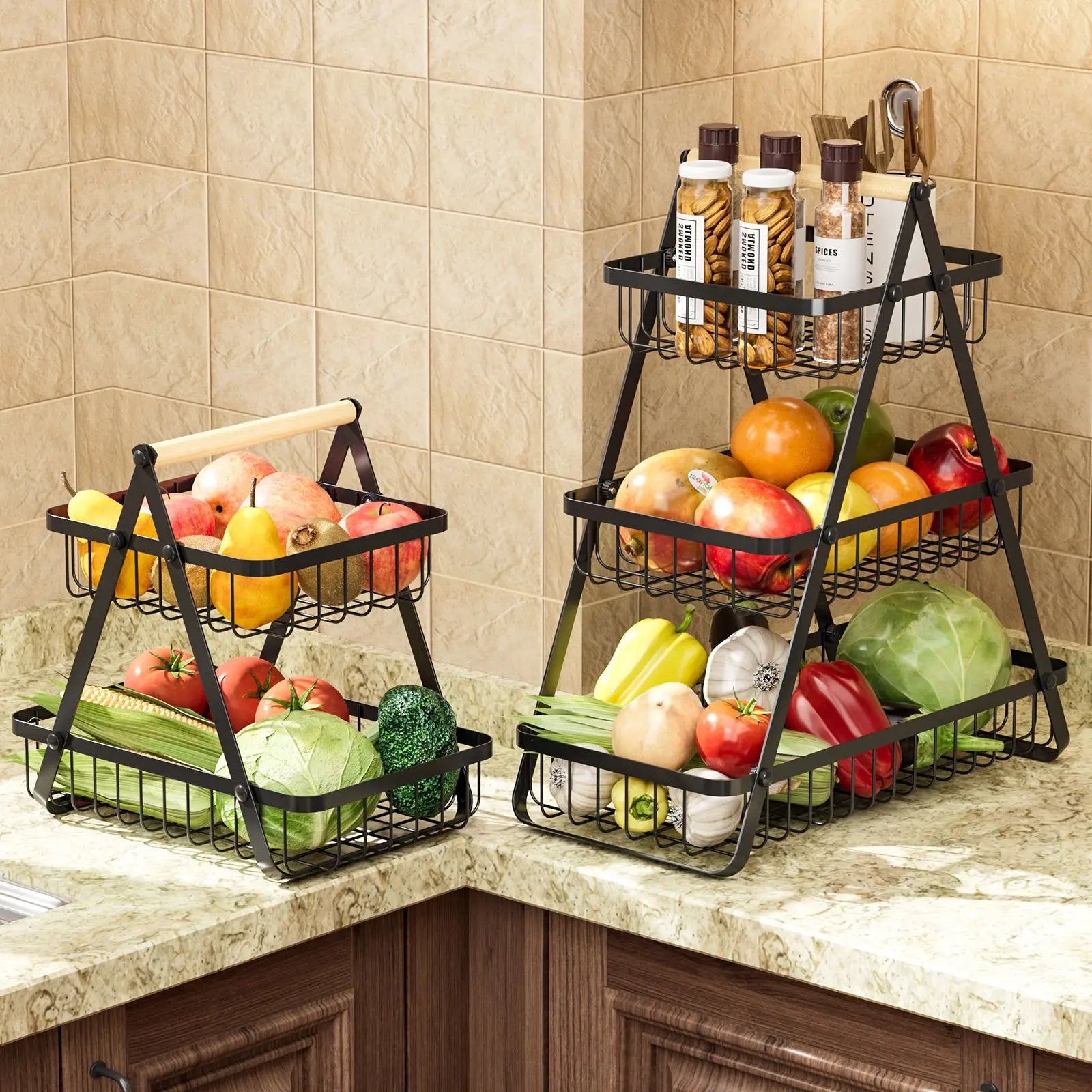 Kitchen Multifunctional Vegetable and Fruit Storage Rack Fruit Plate Snack Vegetable Shelf Portable Candy Tray Fruit Basket Oasis Select