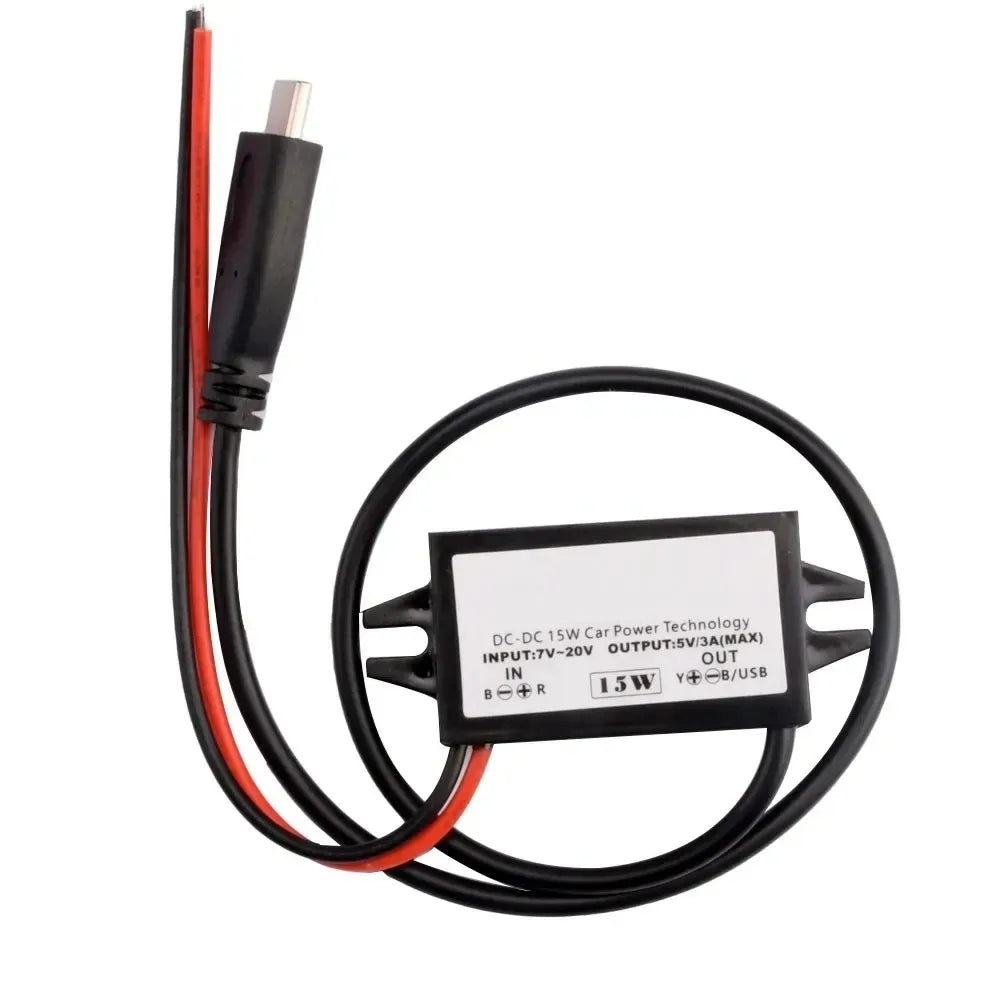Car Power Converter DC-DC12V 24V to 5V 3A 15W Step Down Module Power Adapter USB-A Female/open Wire Connector/Type-C/dual USB Oasis Select
