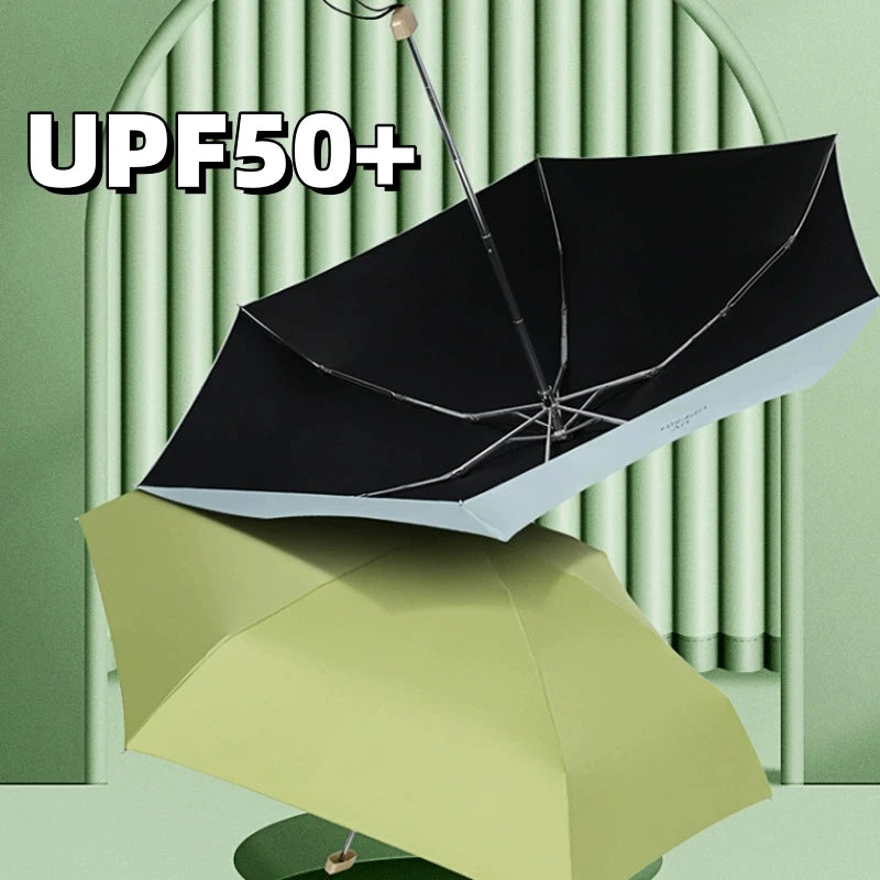 UPF50+ Umbrella Mini Pocket Sun Shade Umbrella Portable Vinyl Folding Rain Travel Umbrella UV Protection Parasol Capsule Oasis Select