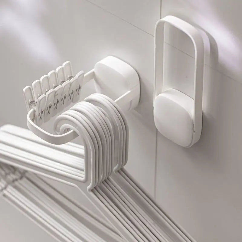 2PCS Hanger Storage Rack Adjustable Finishing No Punching Wall-mounted Multi-functional Hanger Storage Rack Oasis Select