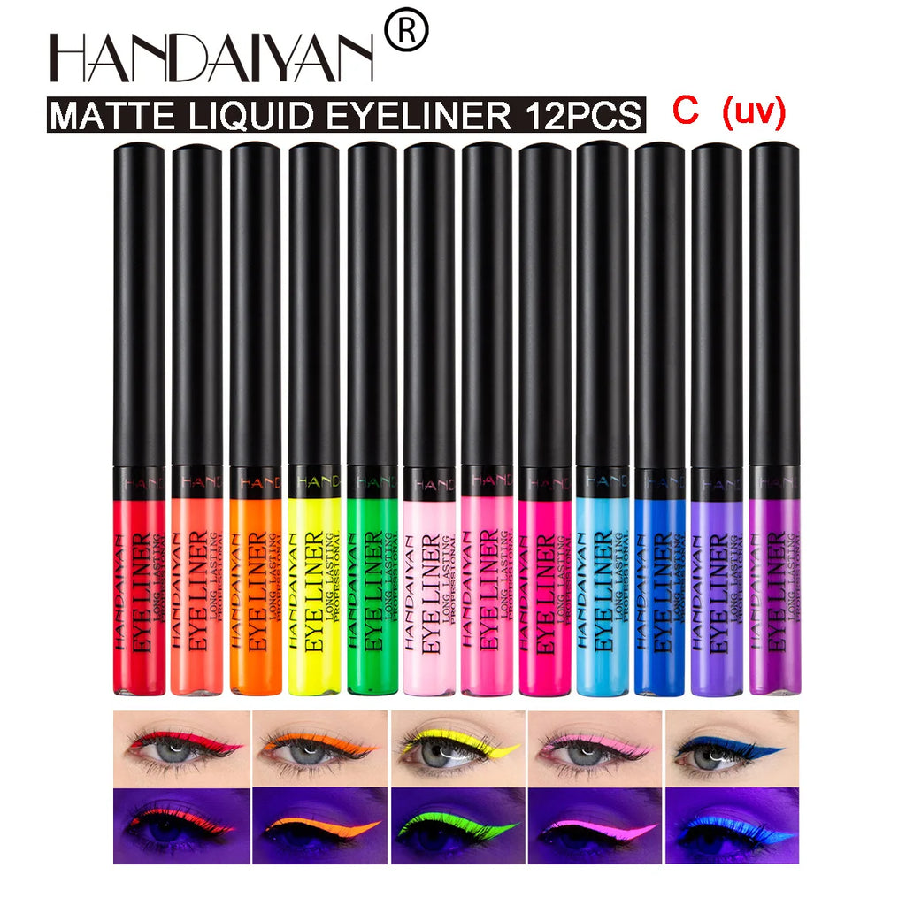 Handaiyan 12-Color Waterproof Matte Eyeliner Pen Set | 24H