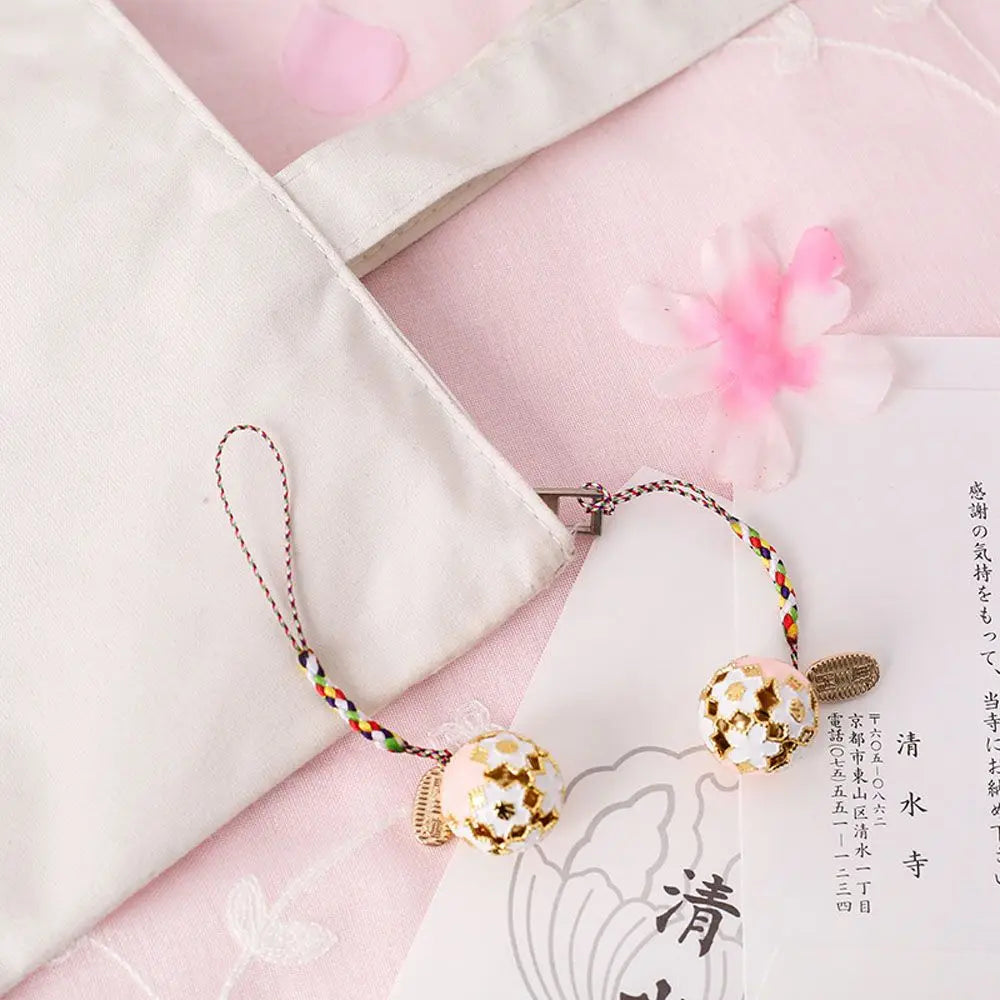 Japanese Sakura Bell Charm Keychain – Blessing Guardian