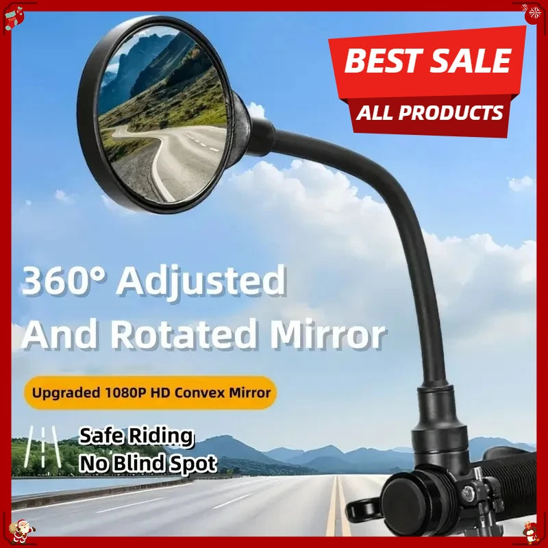 2pcs Bicycle Rearview Handlebar Mirrors 360 for Mountain Road Bike Motorcycle Bendable Hose Adjustable Rearview Mirror Oasis Select