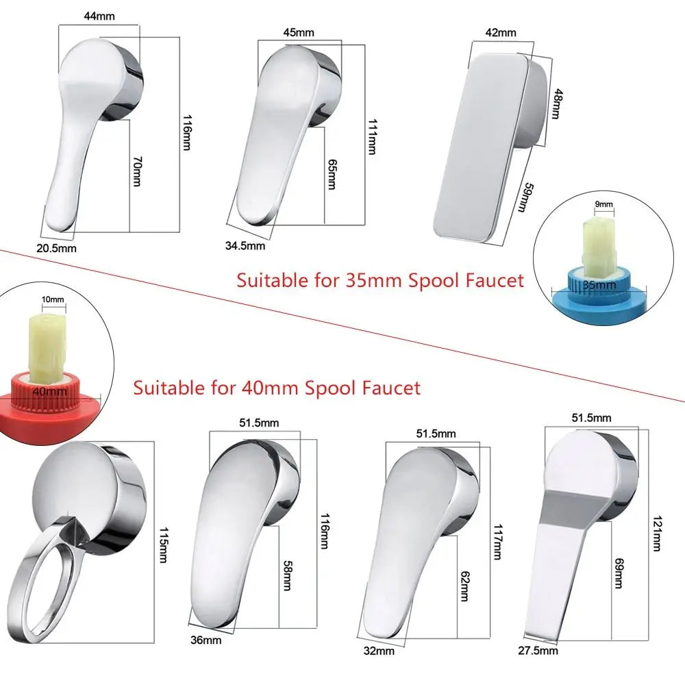 Chrome Plated Faucet Handle Metal 35mm/40mm Taps Switch Handle Hot Cold Faucet Mixer Tap Replacement Cover Kitchen Bathroom Oasis Select