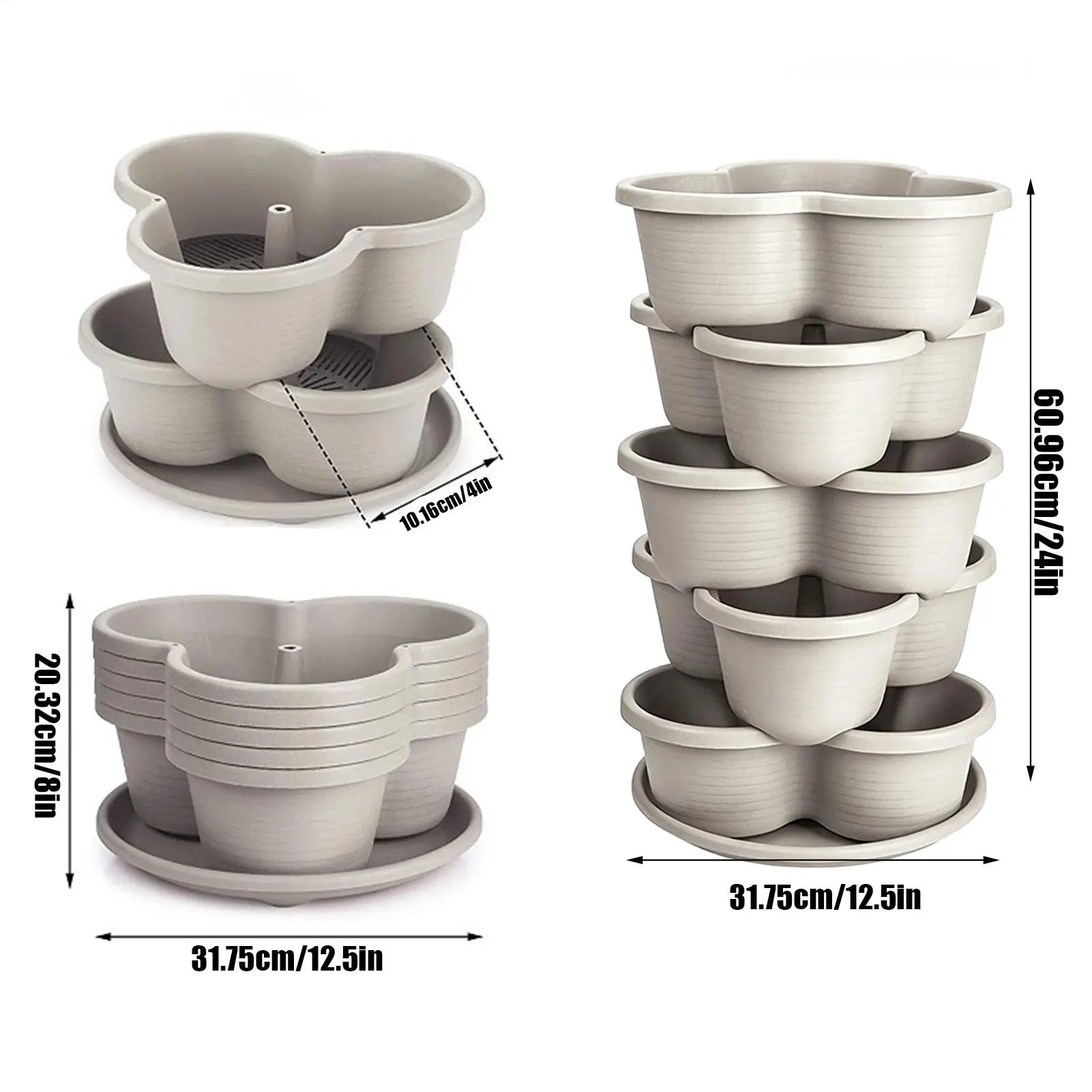 Stackable Plastic Flower Pot Multi-layer Garden Planter Tower Plant Vase Holder Nursery Pots Home Garden Balcony Decoration Oasis Select