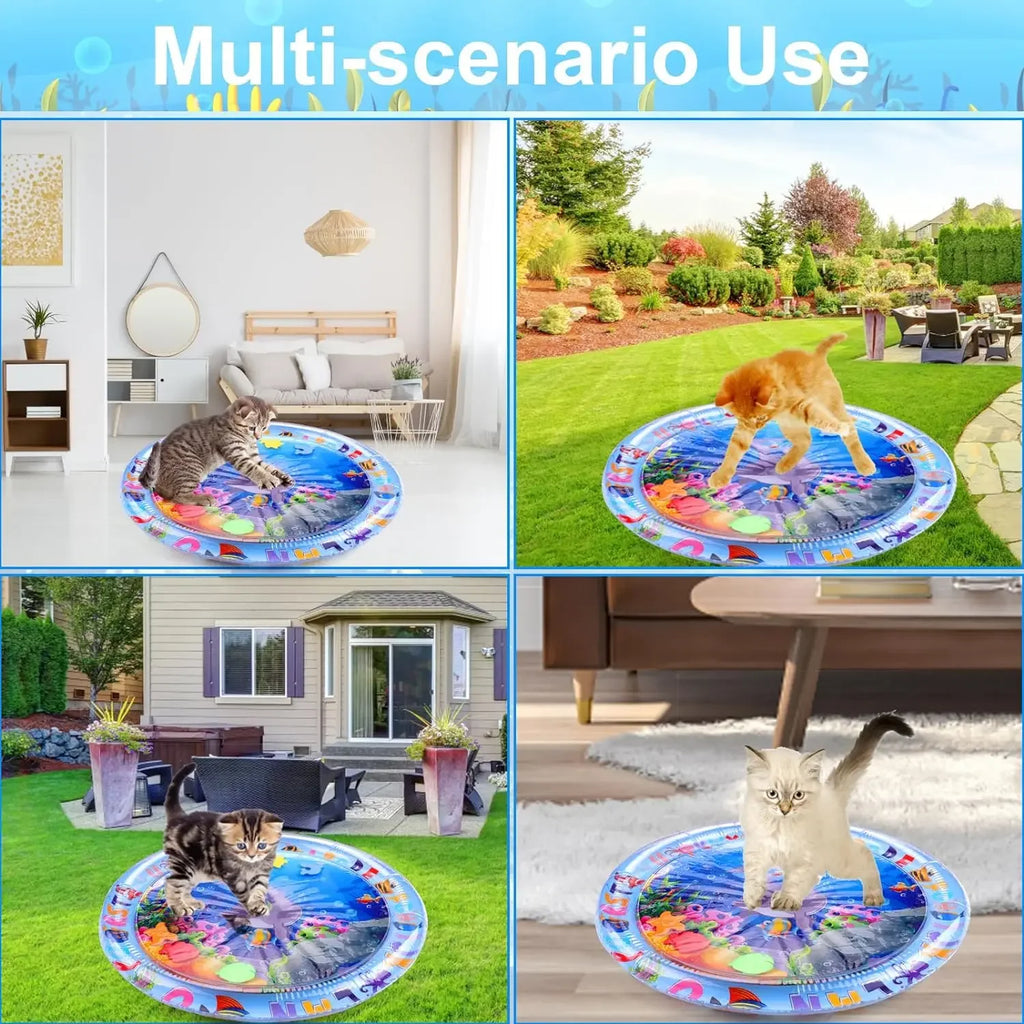 Water Sensory Play Mat Thickened Inflatable Water Mat For Cat And Dog Pet Playmat With Fish Sea Ocean Theme Sensory Toy Water Oasis Select