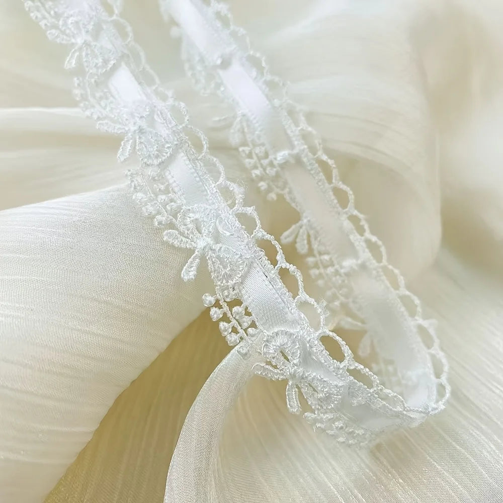 1 Yard X 1.8cm Pink & White Floral Bow Ribbon Lace Trim - Ideal for DIY Crafts,Sewing Edges & Decorative Accessories Oasis Select WHITE 1Yard