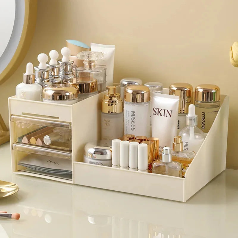 Transparent Drawer Style Makeup Box Dormitory Organizer Plastic Cosmetics Skincare Dressing Table Desktop Storage Box Oasis Select