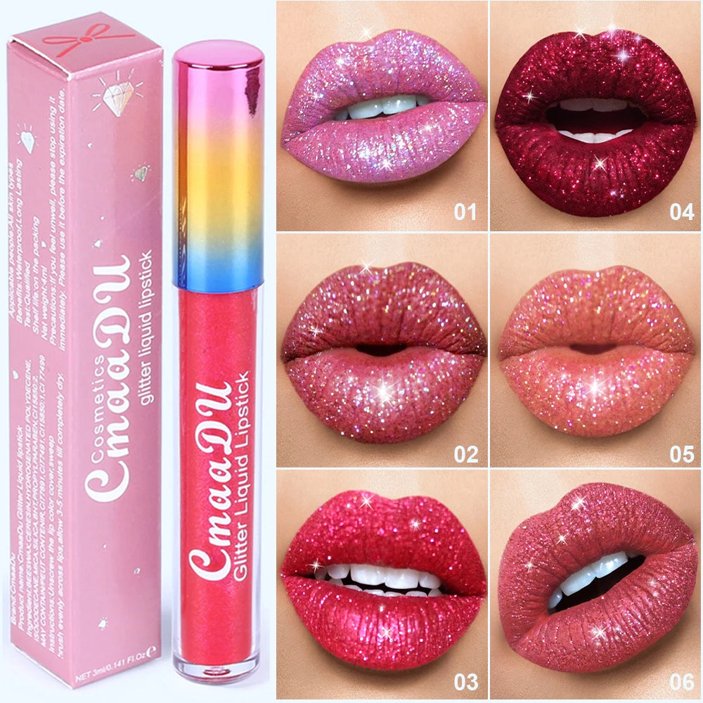Pearlescent Shimmer Lip Gloss Lipstick Glitter Plumping Waterproof High Shine Lightweight Coral Metallic Y2K Daily Party Makeup Oasis Select