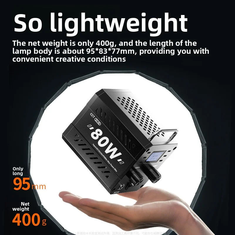 SHINEKNOT 80W COB LED Fill Light – Dimmable Portable Video Lamp