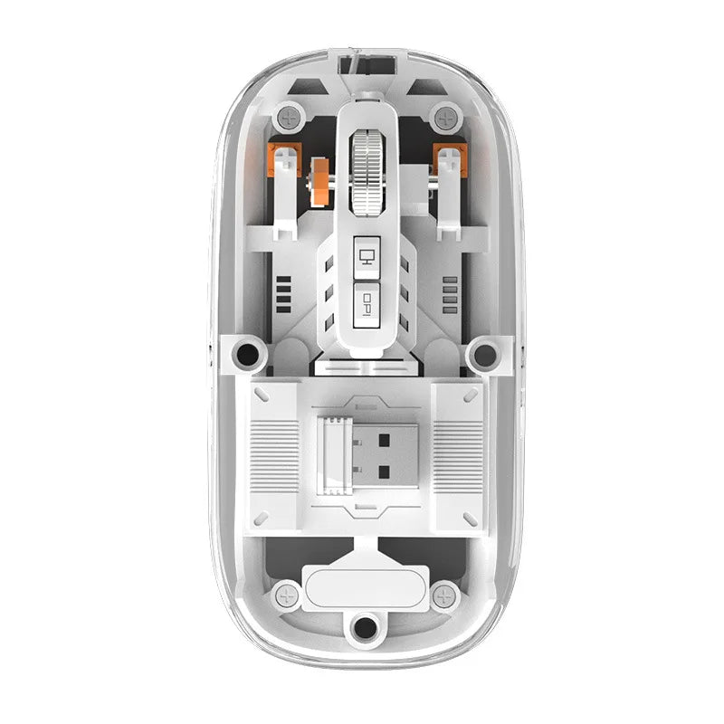 3 Modes Wireless Bluetooth Transparent Gaming Mouse DPI Adjustable Rechargeable Battery Display Silent Mice for PC ipad Laptop Oasis Select WHITE
