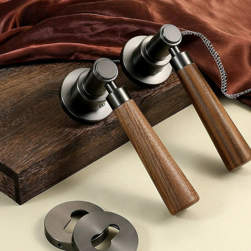 Mid Ancient Style Bedroom Split Lock Universal Door Silent/magnetic Lock Indoor Room Retro Wooden Door Handle Lock Oasis Select