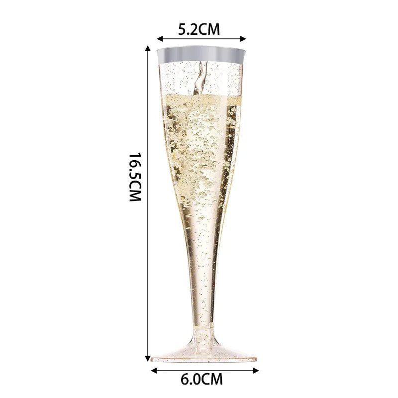 100pcs 5oz Disposable Cups Sparkling Champagne Bar Cups Plastic Champagne Flutes Clear Toasting Glasses for Weddings Party Oasis Select Silver edge 100pcs 100pcs