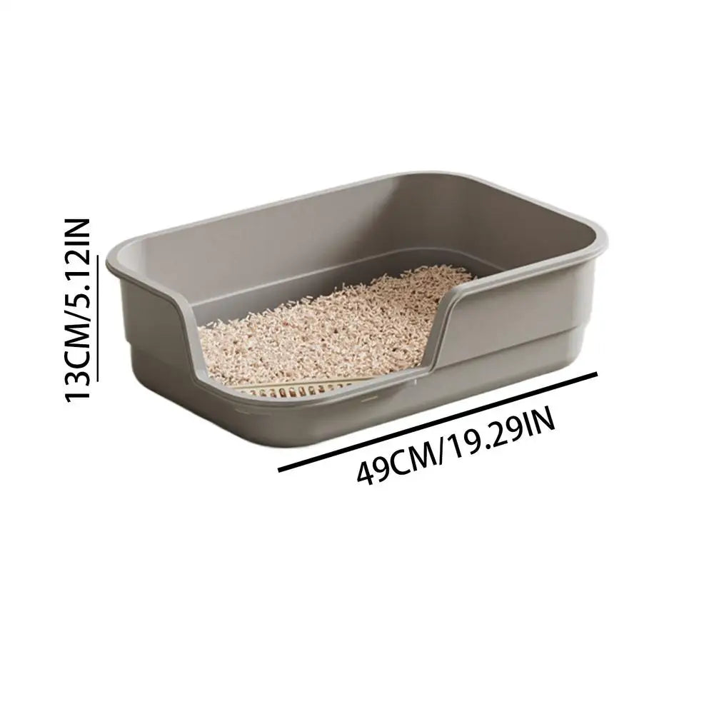 Cat Box Semi Enclosed Easy Clean with Scoop Open Top Semi Enclosed Litter Box for Cleaning Odor Control Indoor Office Dorm Oasis Select Gray