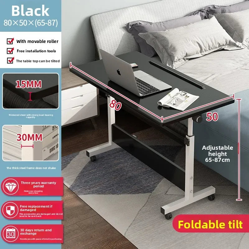 Multi-functional Computer desk Bedside table Mobile lifting small table Household small laptop holder with wheels Durable Oasis Select Black 80 50-B