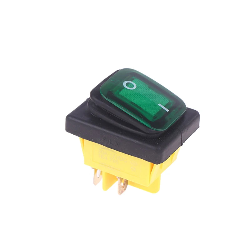 Durable Waterproof DPST Toggle Switch with LED, 4-Pin IP65, 12V/220V 30A for Heavy Duty Auto and Marine Usage. Oasis Select Green 220V 30A