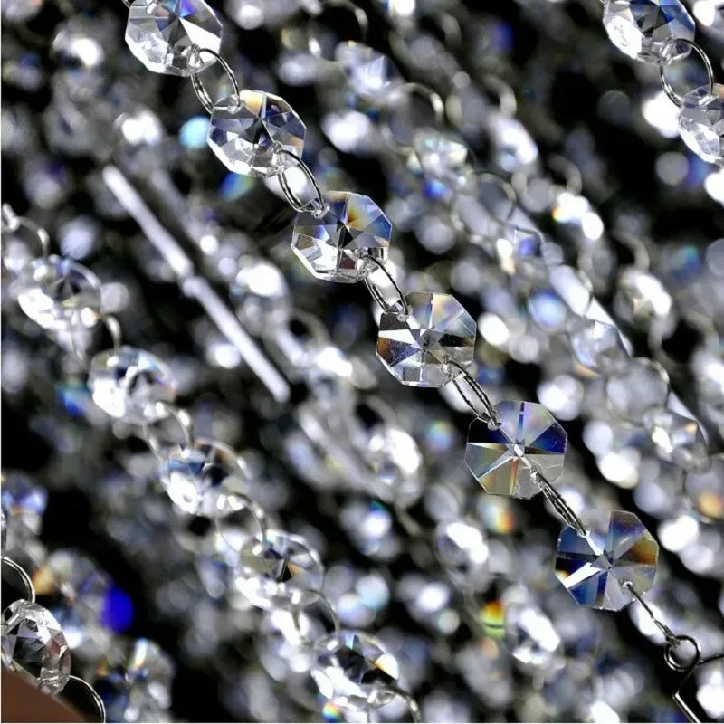 Long Octagon Beads with Silver Rings Hooks Crystal Chandelier Chain Garland for Transparent Crystal Beaded Curtain Oasis Select