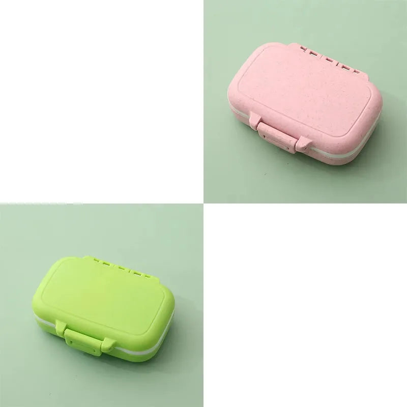 1/2pcs Mini Portable Pills Organizer Case 3 Grids PillBox Tablet Storage Container Weekly Medicine Pill's Box Pill Case Oasis Select Green-Wheat Pink
