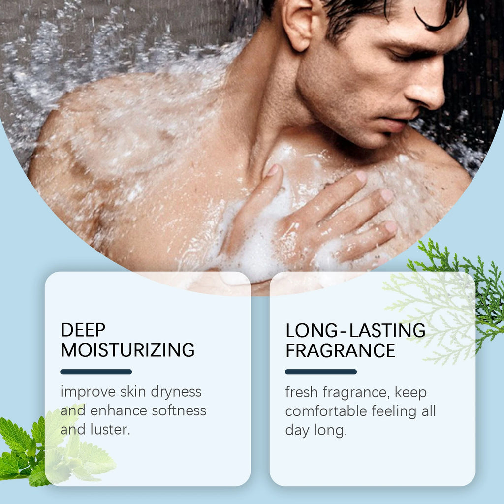 OceAura Men's Perfume Bath Soap Gentle Cleansing Body Skin Refreshing Non-oily Comfort Care Soap Cool Texture 70g Oasis Select
