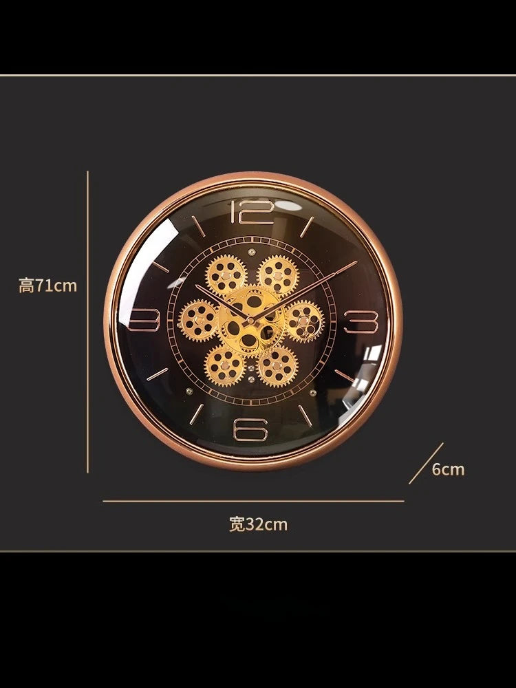 New Creative Wall Clock for Living Room Mechanical Light Luxury Wall-mounted Decorative Clock Without Drilling Oasis Select