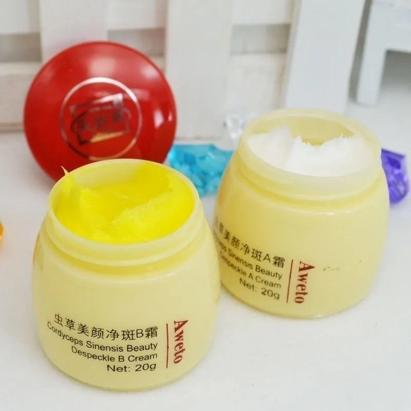 Original Chinese Aweto Whitening Anti-Acne Day Night Cream Set Melasma Dark Age Spots Freckle Remover Skin Lightening Skin Care Oasis Select