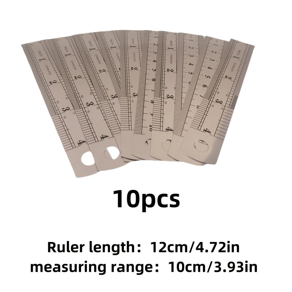 10pcs Precision Stainless Steel Rulers, 4-Inch Double-Sided Metal Rulers with Etched Markings for Teaching and Drawing Oasis Select Silvery
