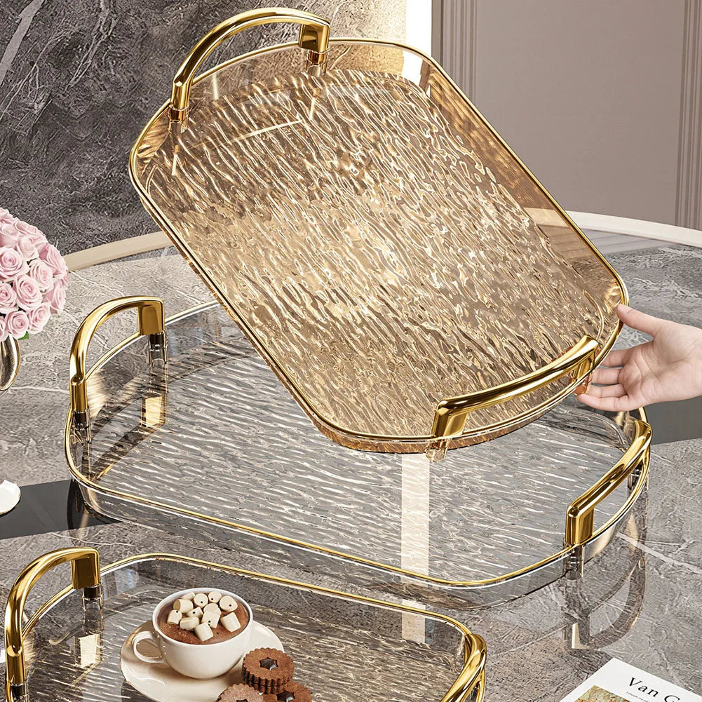 Clear Plastic Serving Tray with Dual Handles | Large Food Platter